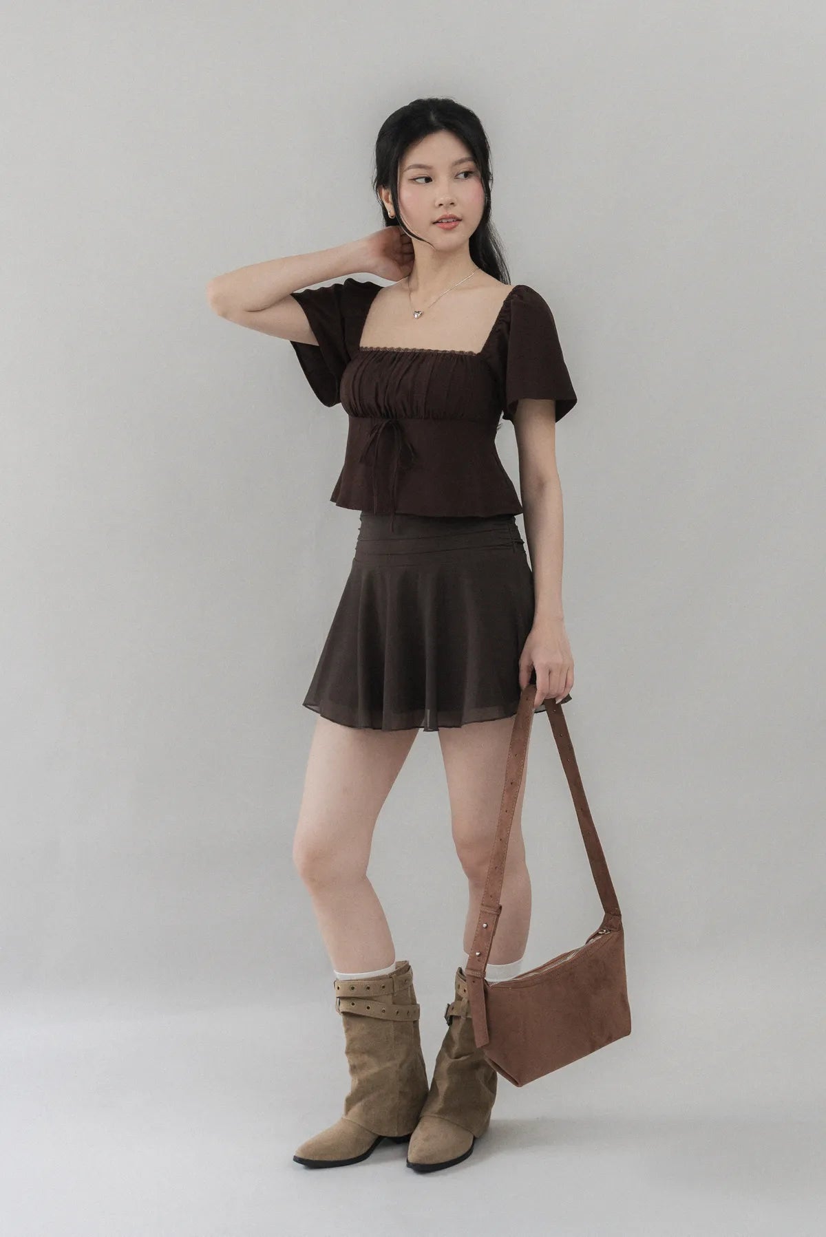Kiara Flutter Sleeves Padded Babydoll Top