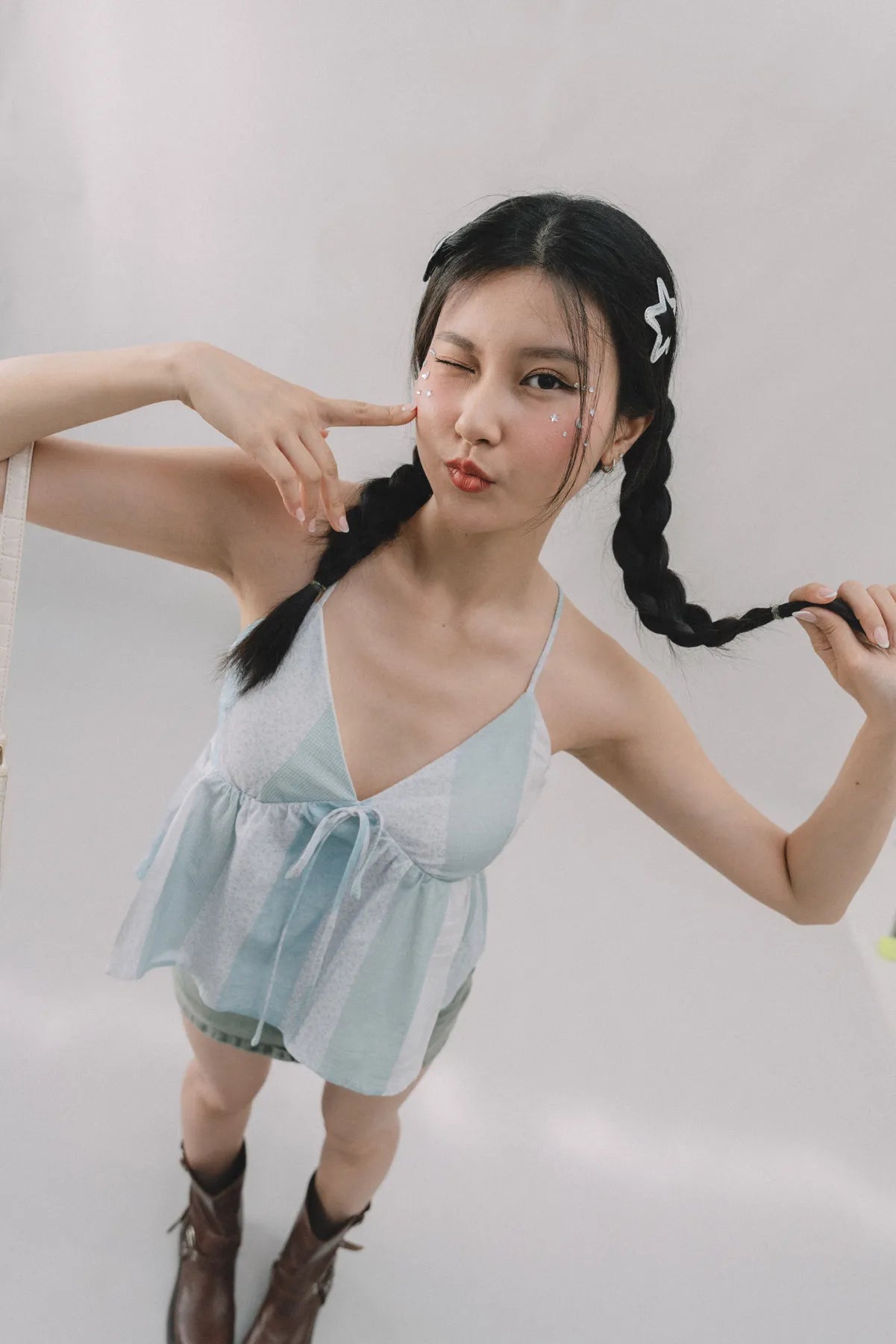 Peony Patchwork Babydoll Padded Top
