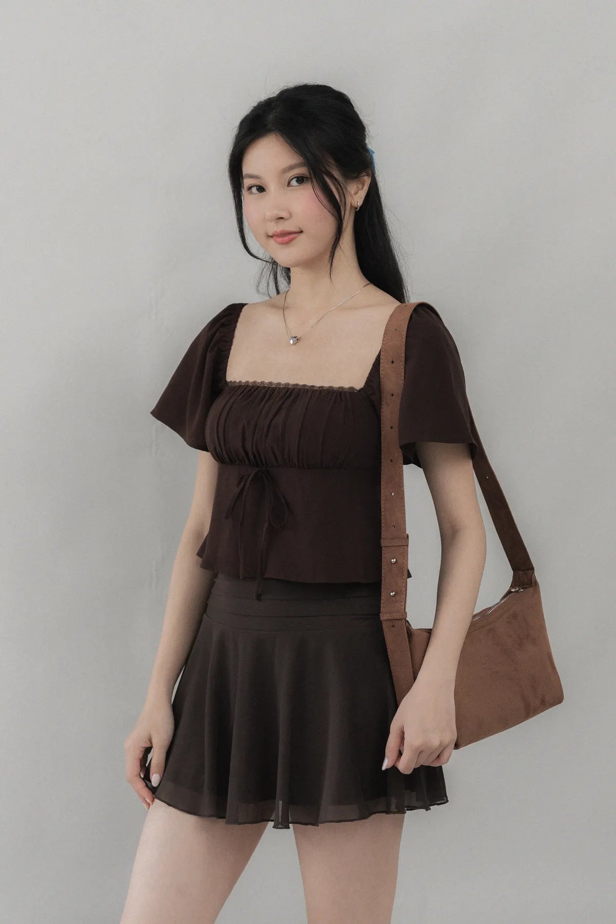 Kiara Flutter Sleeves Padded Babydoll Top