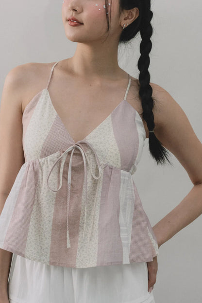 Peony Patchwork Babydoll Padded Top