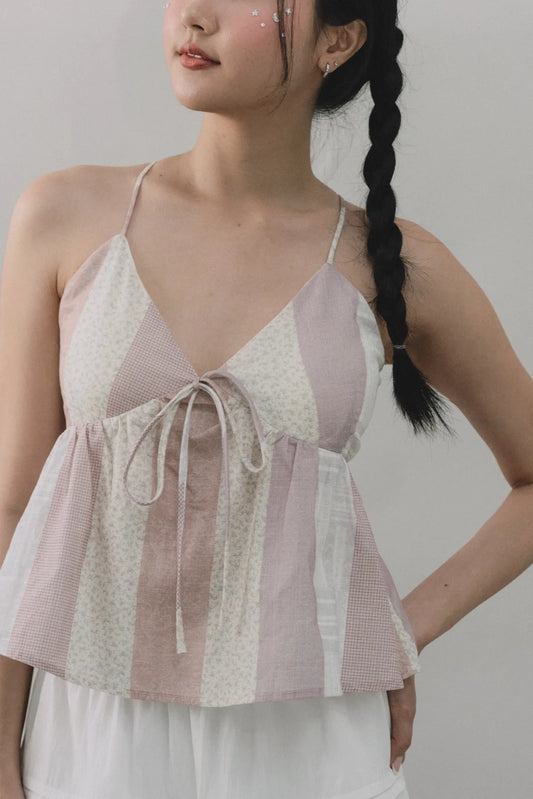 Peony Patchwork Babydoll Padded Top
