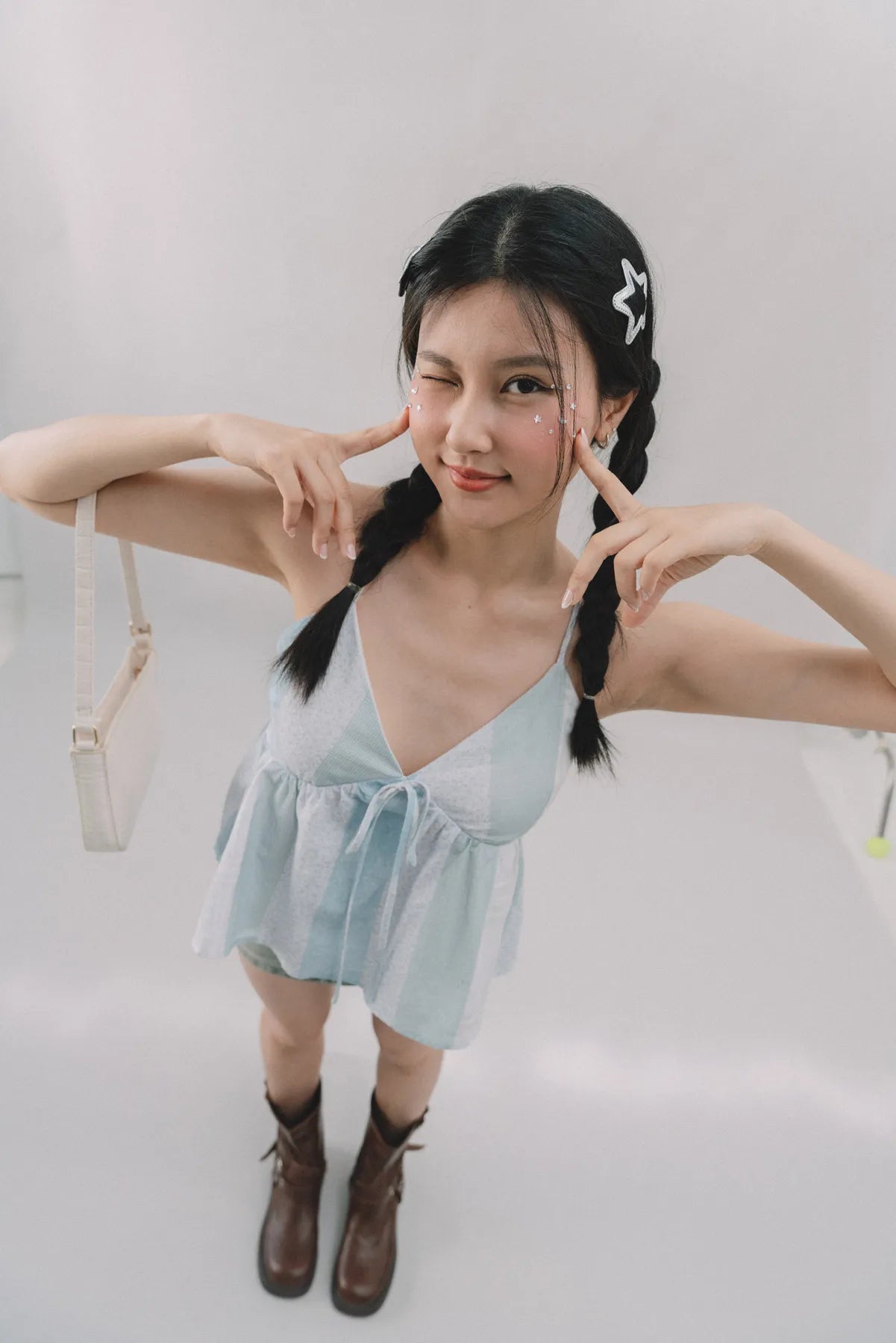 Peony Patchwork Babydoll Padded Top