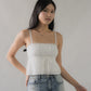 (Backorder) Kiara Lace Trim Ribbon Padded Babydoll Top