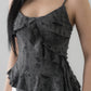 Danica Distressed Padded Longline Frills Top