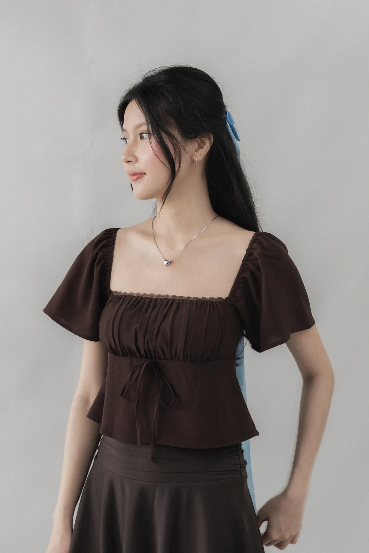 Kiara Flutter Sleeves Padded Babydoll Top