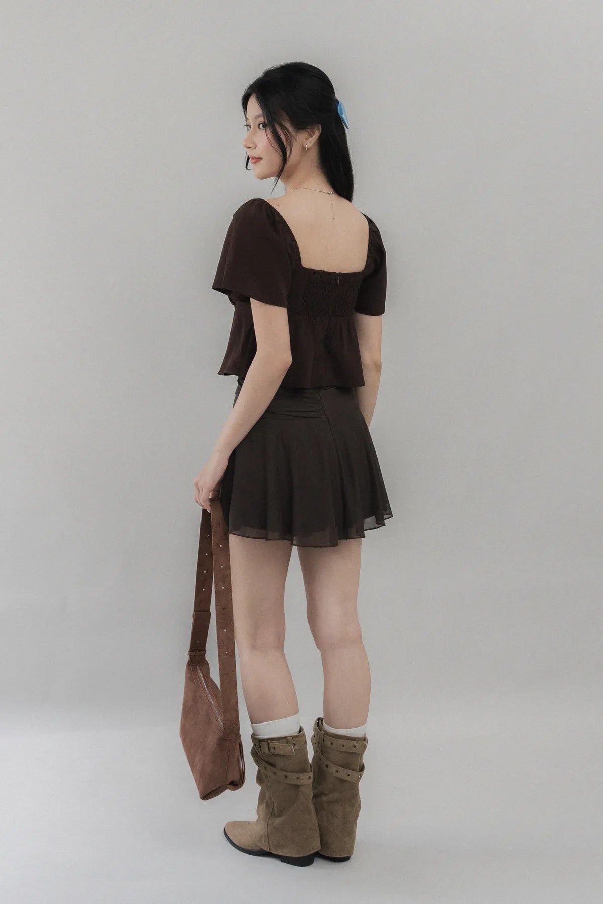 Kiara Flutter Sleeves Padded Babydoll Top