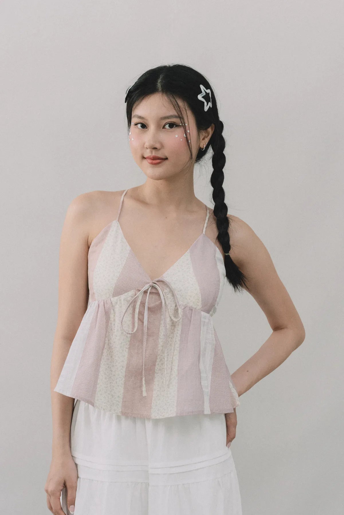 Peony Patchwork Babydoll Padded Top