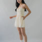 Elysia Ribbon Pintuck Padded Mini Romper Dress