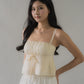 Kiara Lace Trim Ribbon Padded Babydoll Top