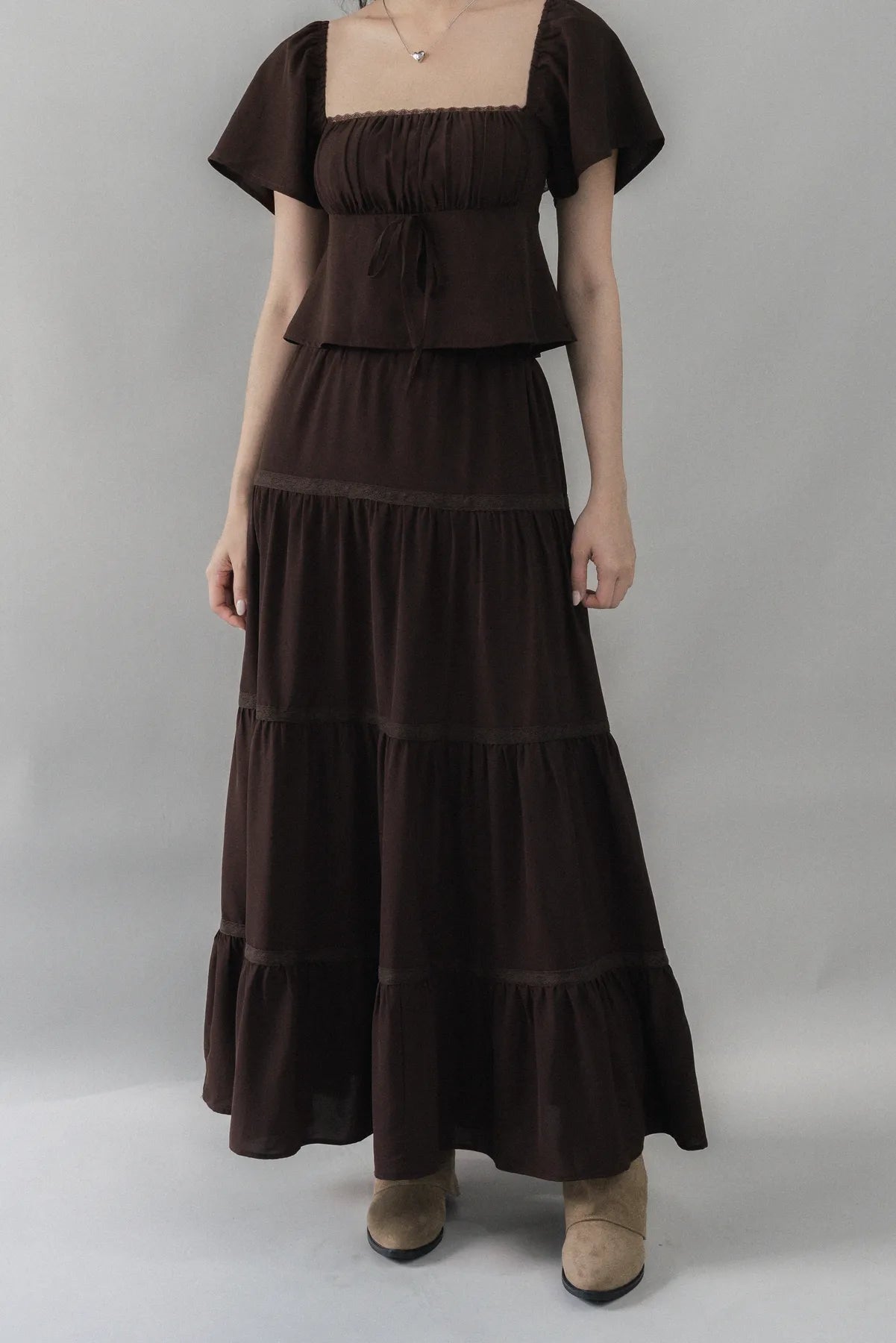Eden Long Tiered Lace Skirt