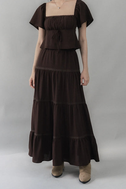 Eden Long Tiered Lace Skirt