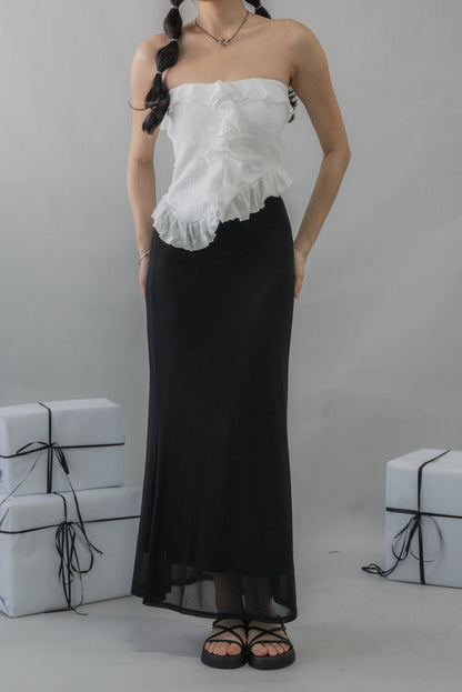 (Backorder 2) Bradley Fishtail Maxi Soft Mesh Skirt