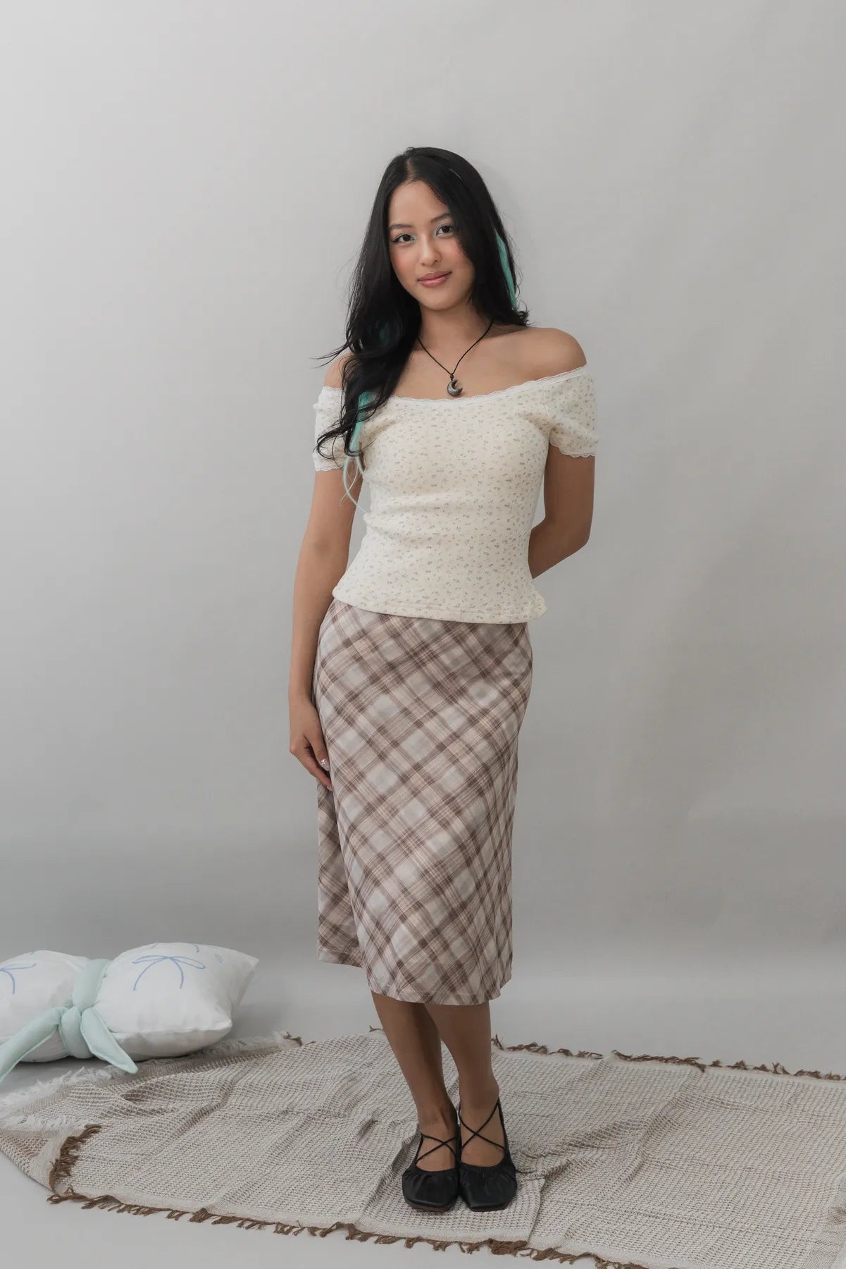Valerie Pointelle Off Shoulder Short Sleeve Top