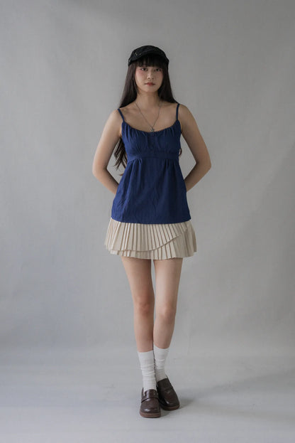Sydney Scallop Trim Padded Button Tank Top