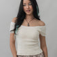 Valerie Pointelle Off Shoulder Short Sleeve Top