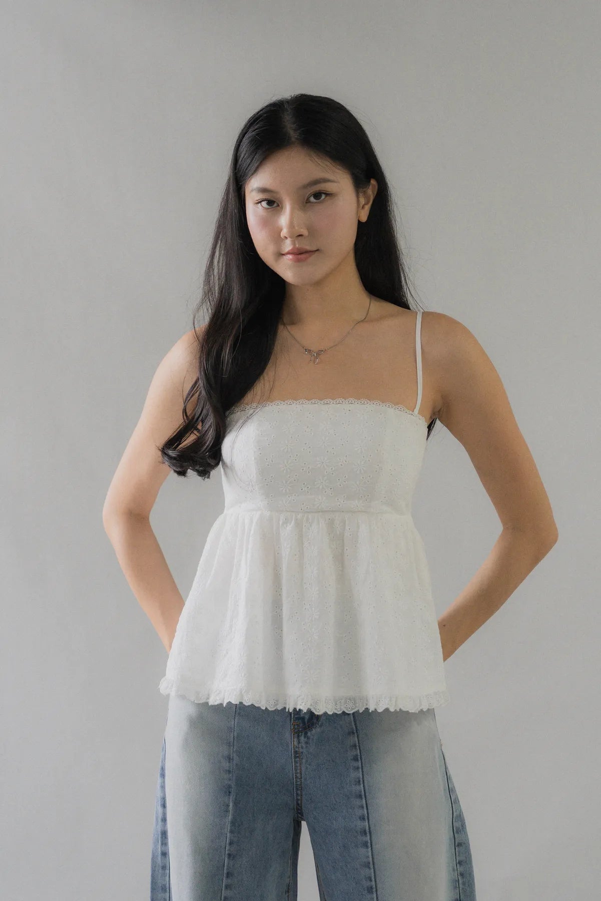 Jolyn Eyelet Babydoll Padded Top