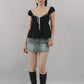 Polly Contrast Trim Padded Sleeved Top