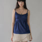 Sydney Scallop Trim Padded Button Tank Top