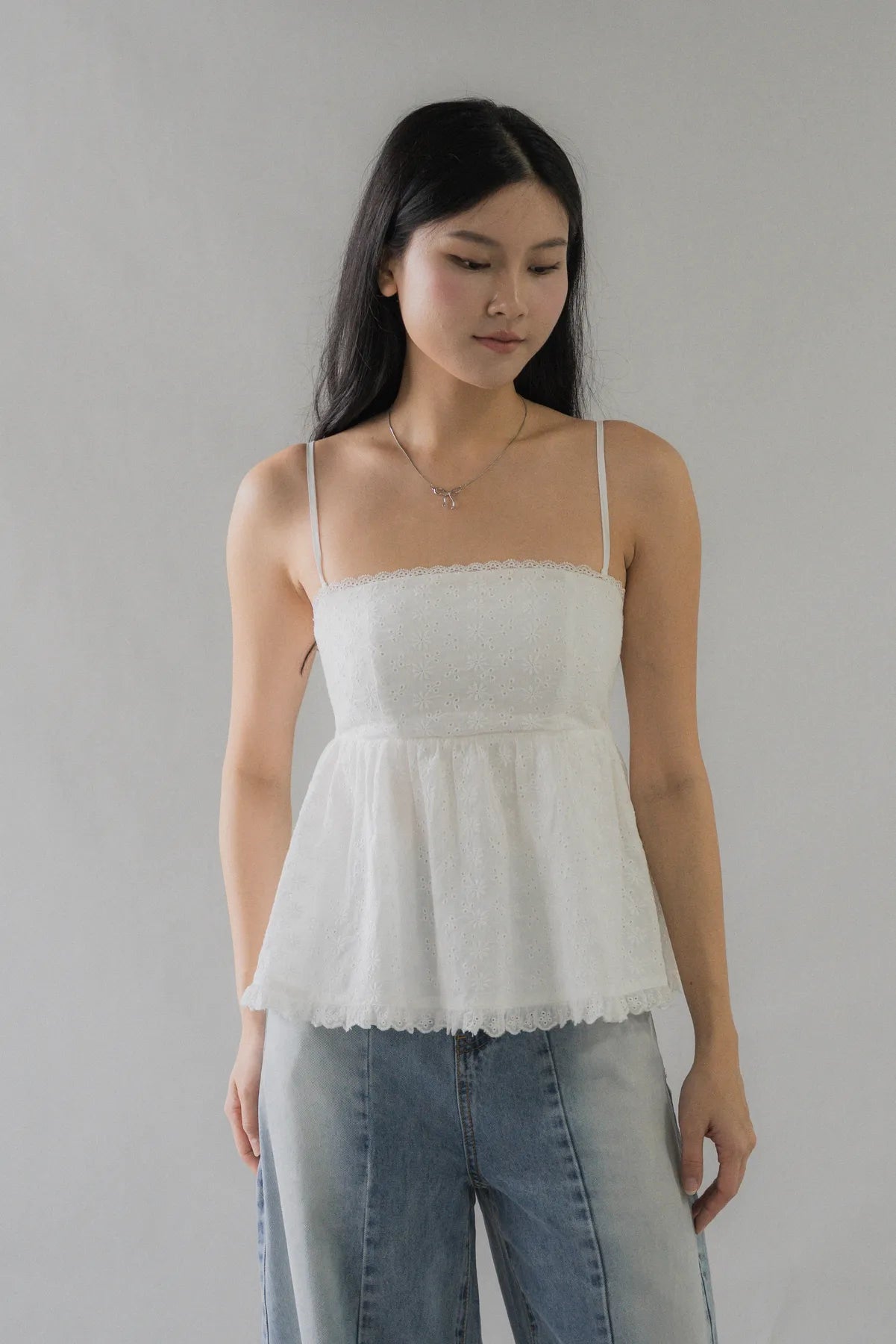 Jolyn Eyelet Babydoll Padded Top