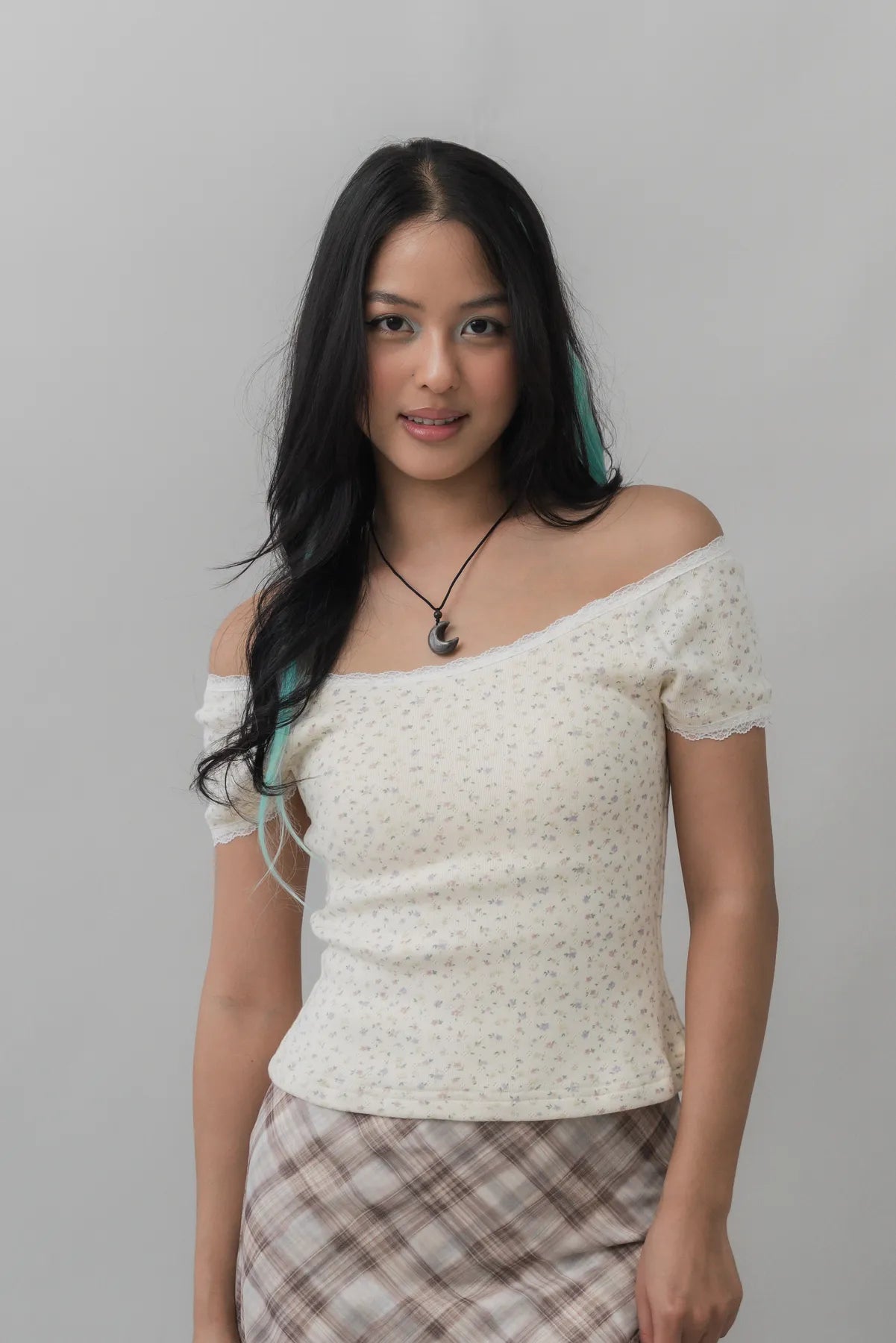 Valerie Pointelle Off Shoulder Short Sleeve Top
