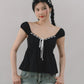 Polly Contrast Trim Padded Sleeved Top