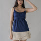 Sydney Scallop Trim Padded Button Tank Top