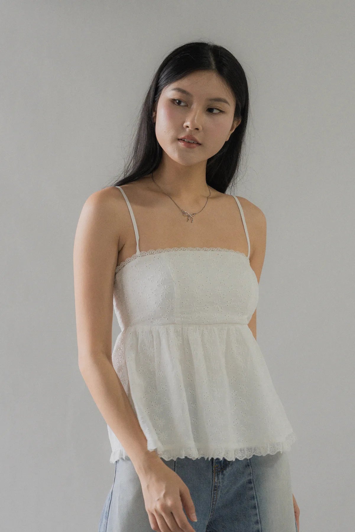 Jolyn Eyelet Babydoll Padded Top