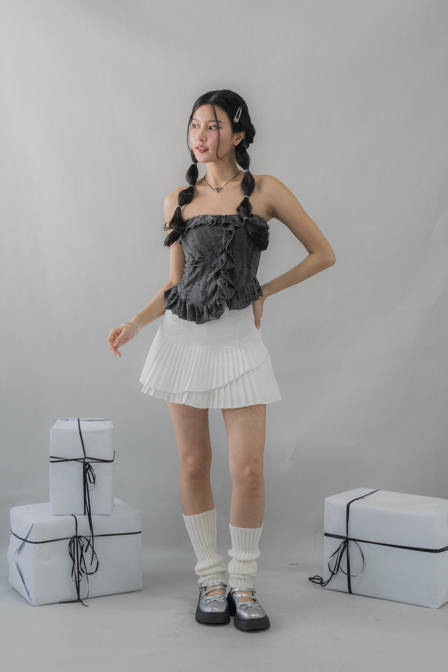(PREORDER) Denise Distressed Padded Tube Top