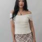 Valerie Pointelle Off Shoulder Short Sleeve Top