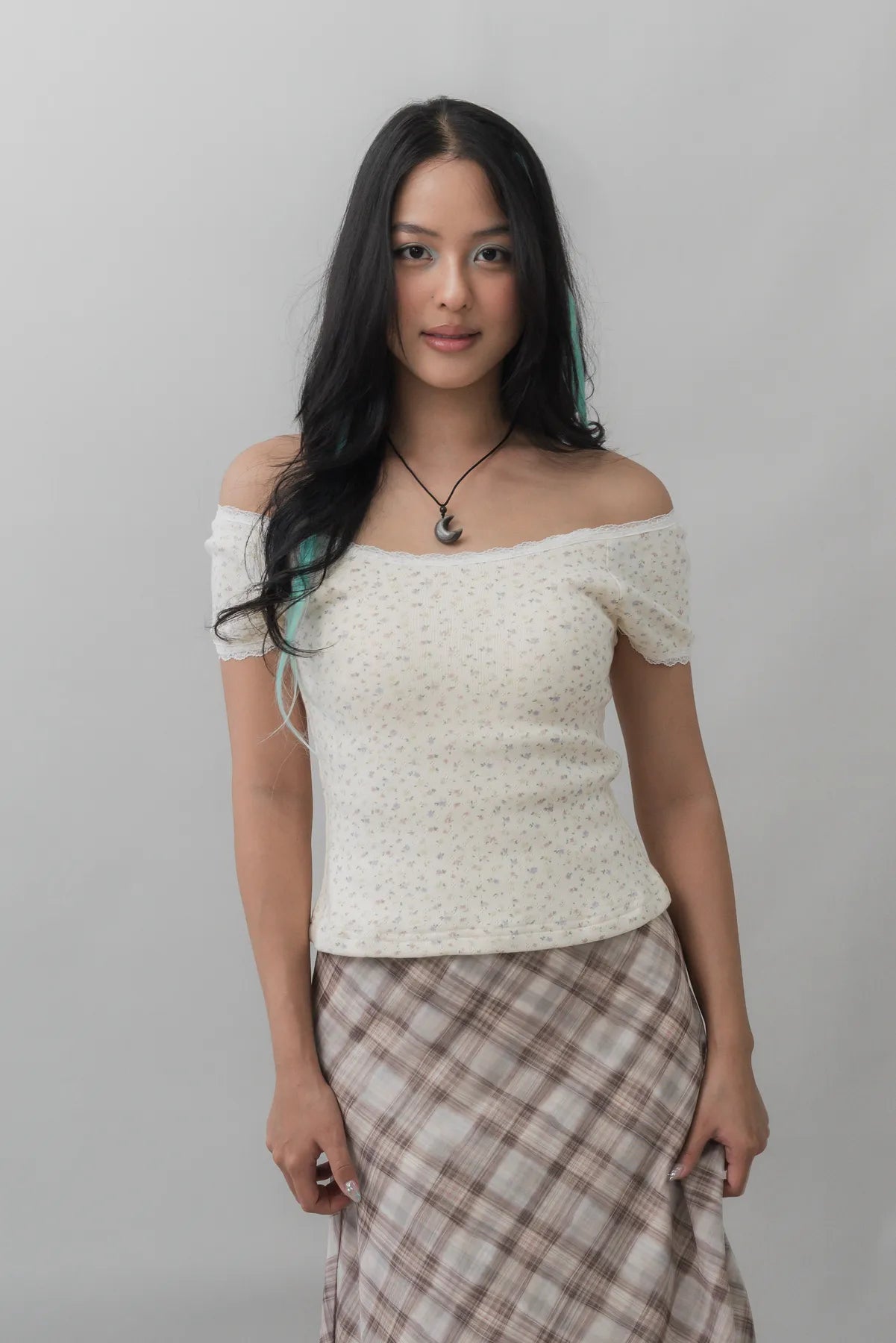 Valerie Pointelle Off Shoulder Short Sleeve Top
