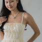 Elysia Ribbon Pintuck Padded Mini Romper Dress