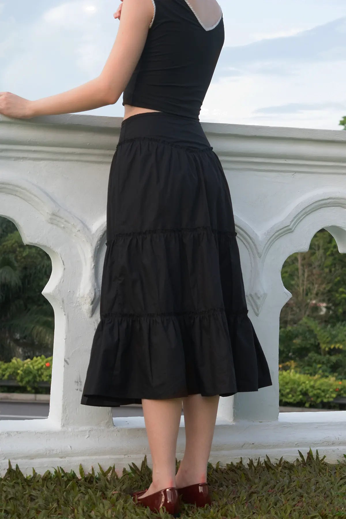 Giselle Tiered Ruffle Midi Skirt