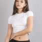 Hanni Plaid Ribbon Cropped Baby Tee in Pink