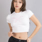 Hanni Plaid Ribbon Cropped Baby Tee in Pink