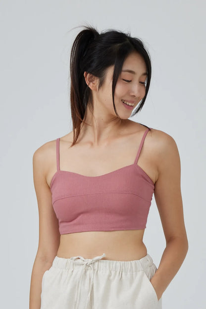 Horizon Padded Linen Crop Top
